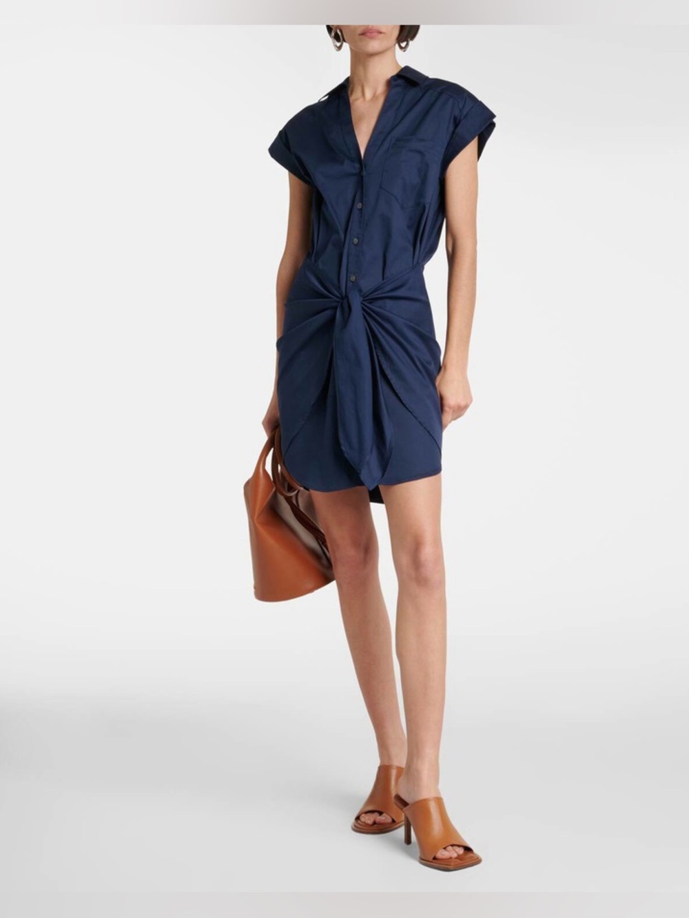 Veronica Beard Aimee Shirtdress Navy Mini Dress Size 8 Cotton Blend